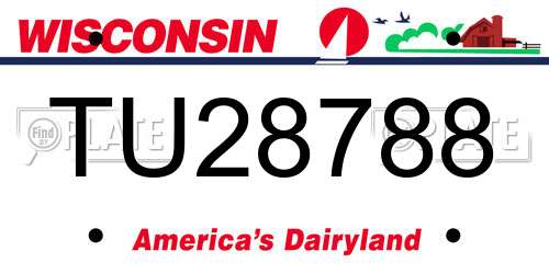 TU28788 Wisconsin License Plate