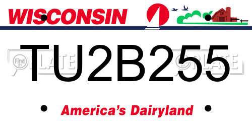 TU2B255 Wisconsin License Plate