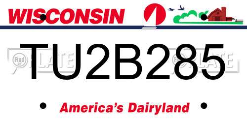 TU2B285 Wisconsin License Plate