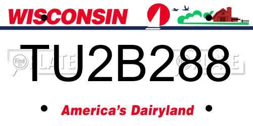 TU2B288 Wisconsin License Plate