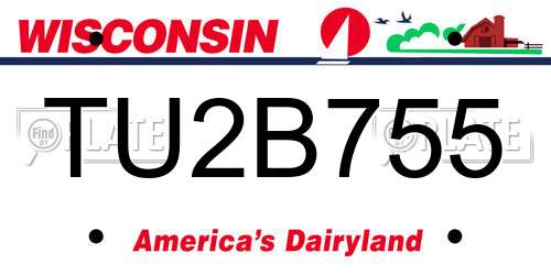TU2B755 Wisconsin License Plate