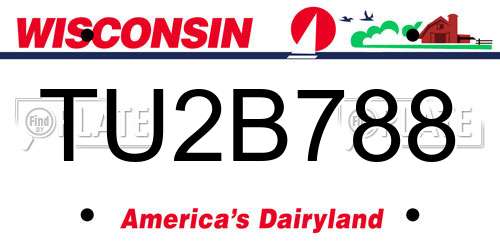 TU2B788 Wisconsin License Plate