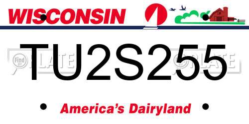 TU2S255 Wisconsin License Plate