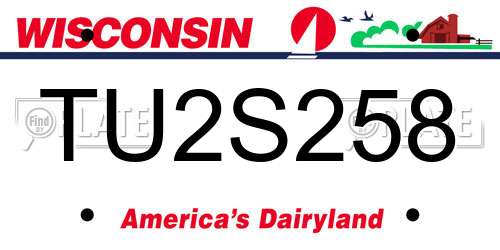 TU2S258 Wisconsin License Plate