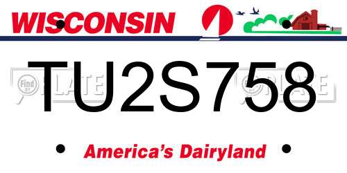 TU2S758 Wisconsin License Plate