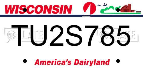 TU2S785 Wisconsin License Plate
