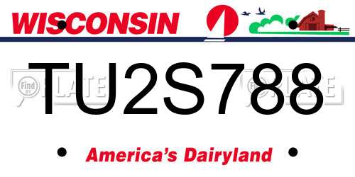 TU2S788 Wisconsin License Plate