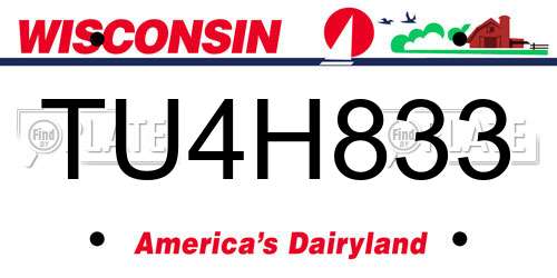 TU4H833 Wisconsin License Plate