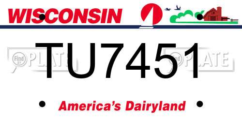 TU7451 Wisconsin License Plate