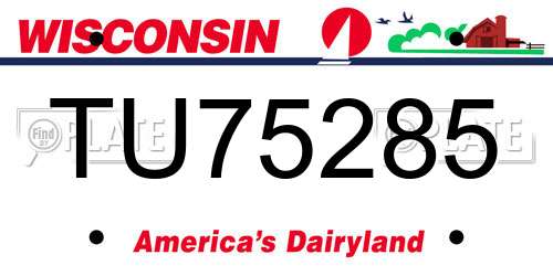 TU75285 Wisconsin License Plate