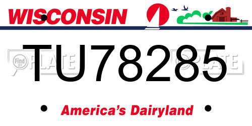 TU78285 Wisconsin License Plate