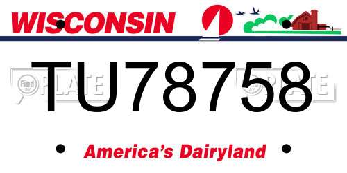 TU78758 Wisconsin License Plate