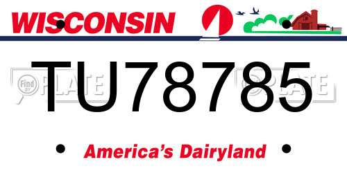 TU78785 Wisconsin License Plate