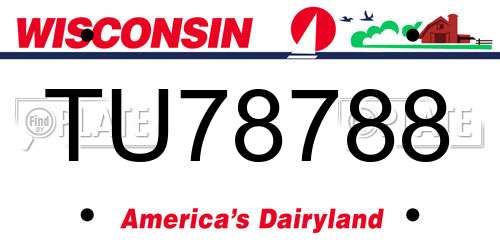 TU78788 Wisconsin License Plate