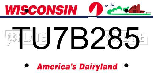 TU7B285 Wisconsin License Plate