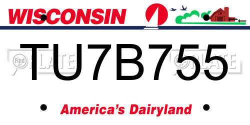 TU7B755 Wisconsin License Plate