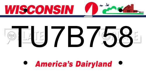 TU7B758 Wisconsin License Plate