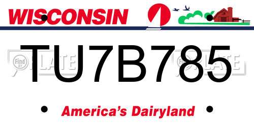 TU7B785 Wisconsin License Plate