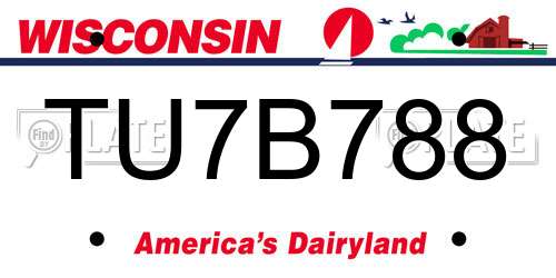 TU7B788 Wisconsin License Plate