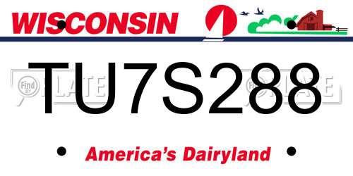 TU7S288 Wisconsin License Plate