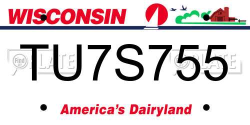 TU7S755 Wisconsin License Plate