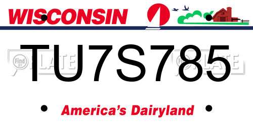 TU7S785 Wisconsin License Plate