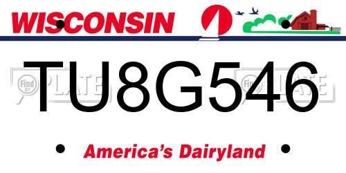 TU8G546 Wisconsin License Plate