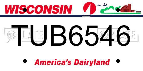 TUB6546 Wisconsin License Plate