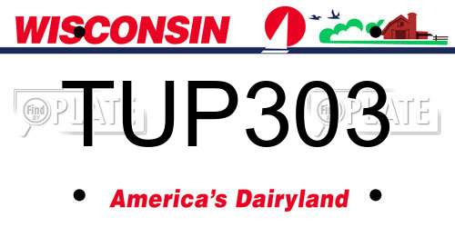 TUP303 Wisconsin License Plate