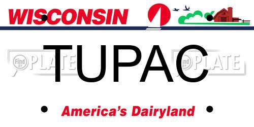 TUPAC Wisconsin License Plate