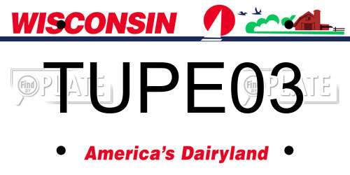 TUPE03 Wisconsin License Plate