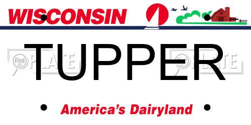 TUPPER Wisconsin License Plate