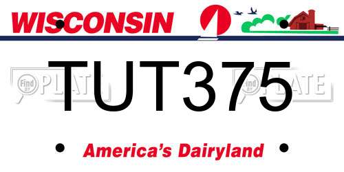 TUT375 Wisconsin License Plate