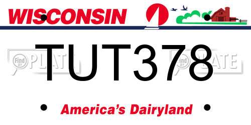 TUT378 Wisconsin License Plate
