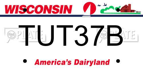 TUT37B Wisconsin License Plate