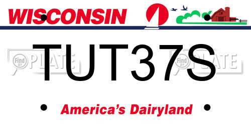 TUT37S Wisconsin License Plate