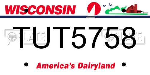TUT5758 Wisconsin License Plate