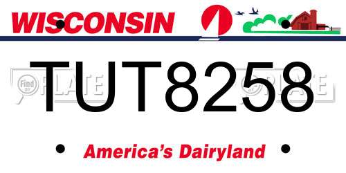 TUT8258 Wisconsin License Plate