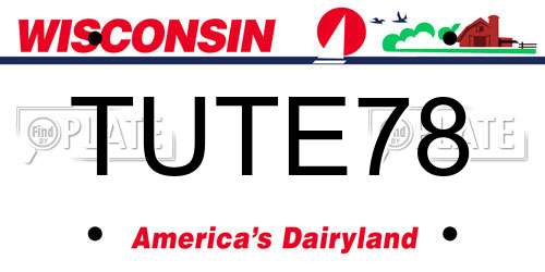 TUTE78 Wisconsin License Plate