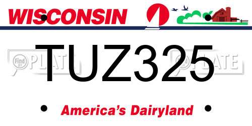 TUZ325 Wisconsin License Plate