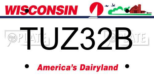 TUZ32B Wisconsin License Plate