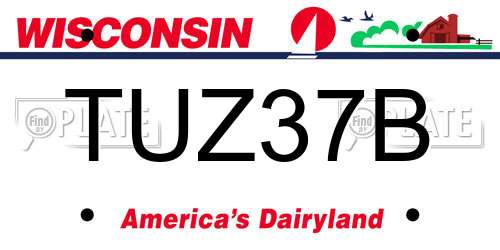 TUZ37B Wisconsin License Plate