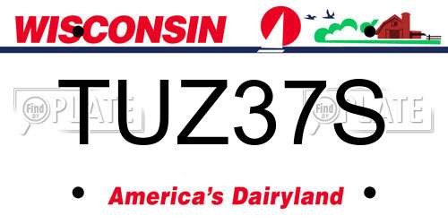 TUZ37S Wisconsin License Plate