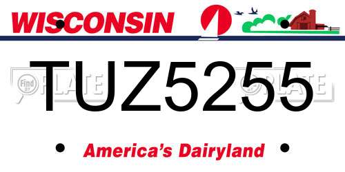 TUZ5255 Wisconsin License Plate
