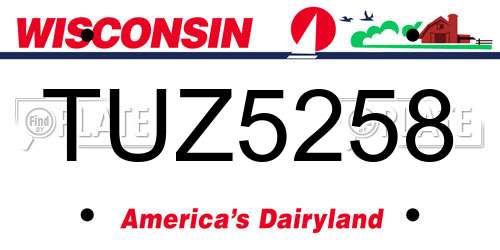 TUZ5258 Wisconsin License Plate