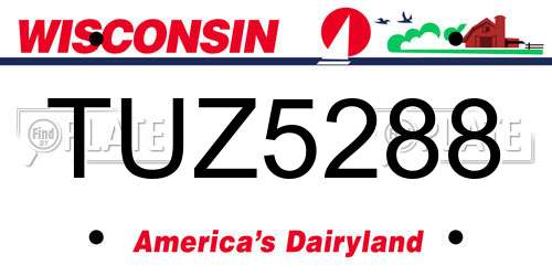 TUZ5288 Wisconsin License Plate