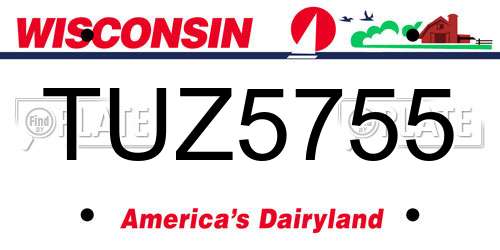 TUZ5755 Wisconsin License Plate