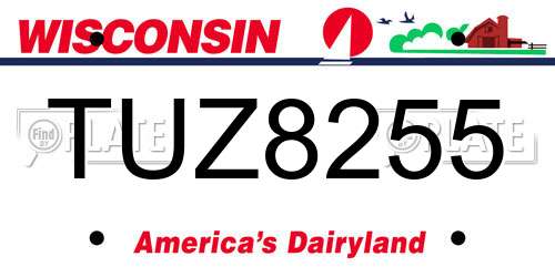 TUZ8255 Wisconsin License Plate