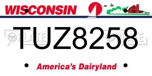 TUZ8258 Wisconsin License Plate