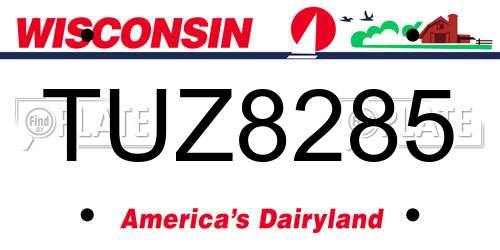 TUZ8285 Wisconsin License Plate